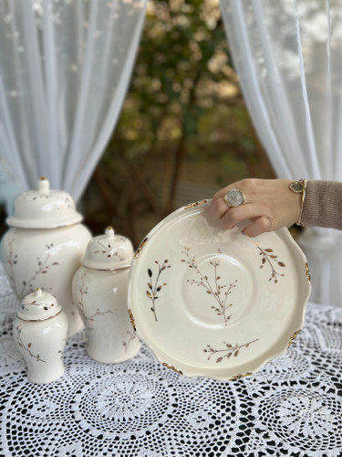 دیس کاپ کیک ۲۸ سانتی سرامیکی طرح شاخه طلا